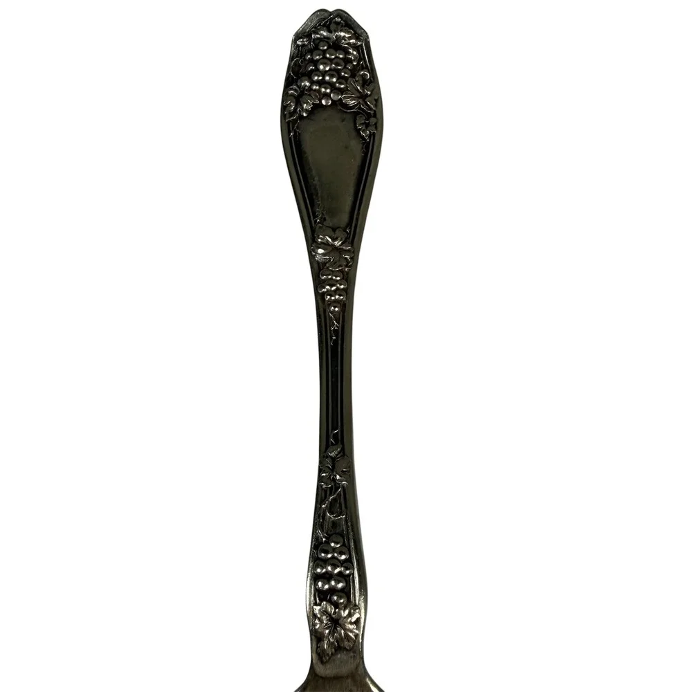 1847 Rogers Bros. Victorian Grape Pattern Serving Spoon Silver Plated Ornate VTG